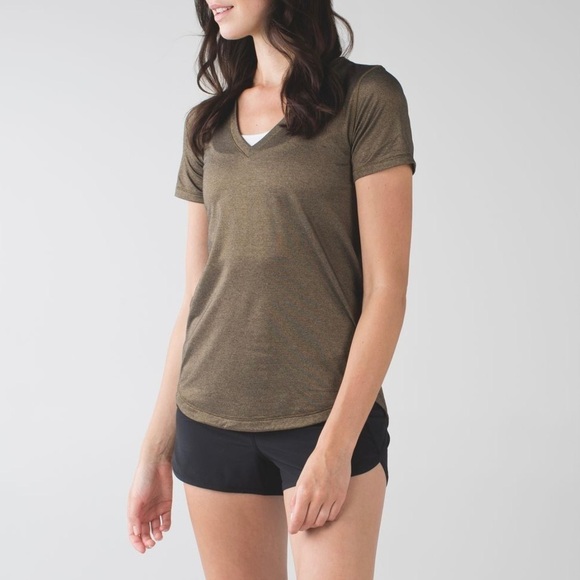Lululemon What The Sport Tee, Heathered Black / Gold - Picture 1 of 7